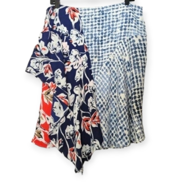 Ivanka Trump Red, White and Blue Floral Asymmetrical Skirt Lined sz 12 - Picture 6 of 7